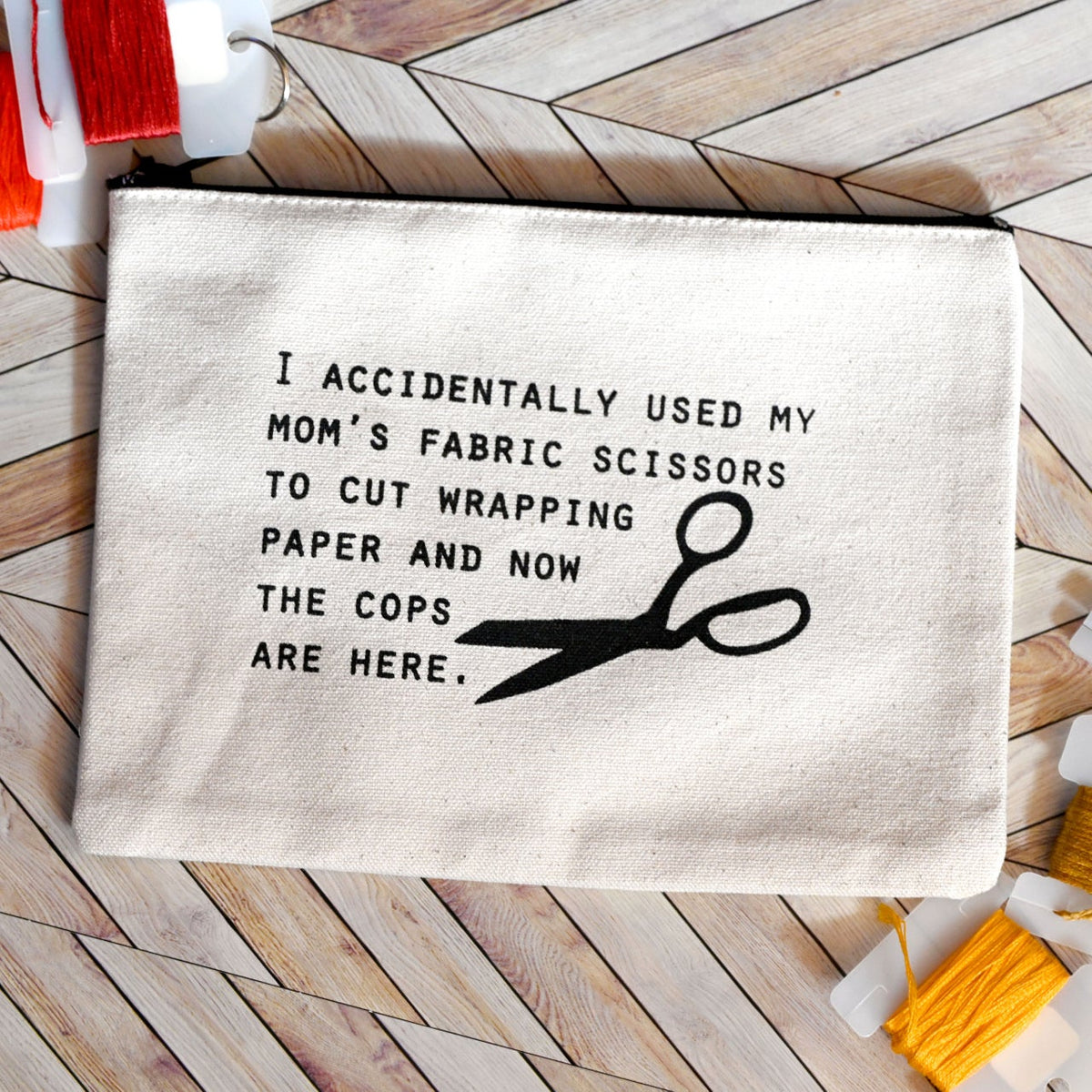Humorous fabric scissor Canvas pouch