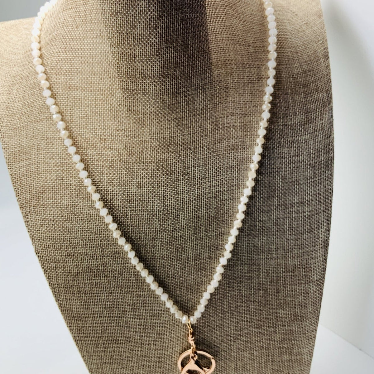Cream Crystal Bead Lanyard