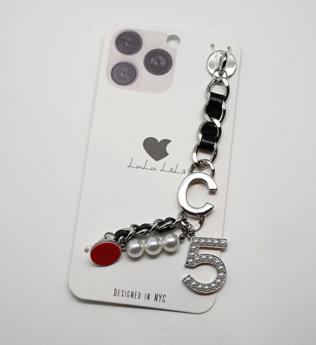 011-Charmed Phone Strap Silver