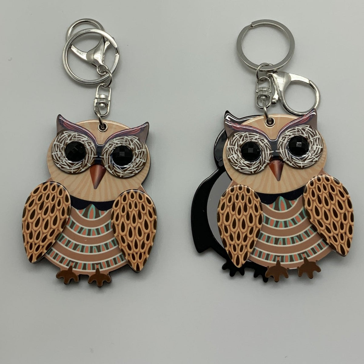 Geometric Owl Mirror Keychain