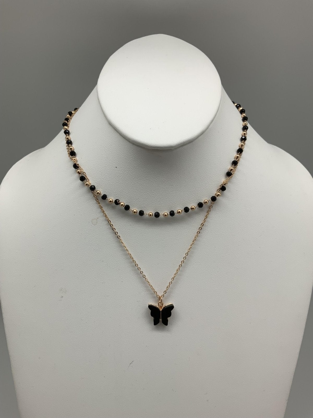 010-butterfly necklace black