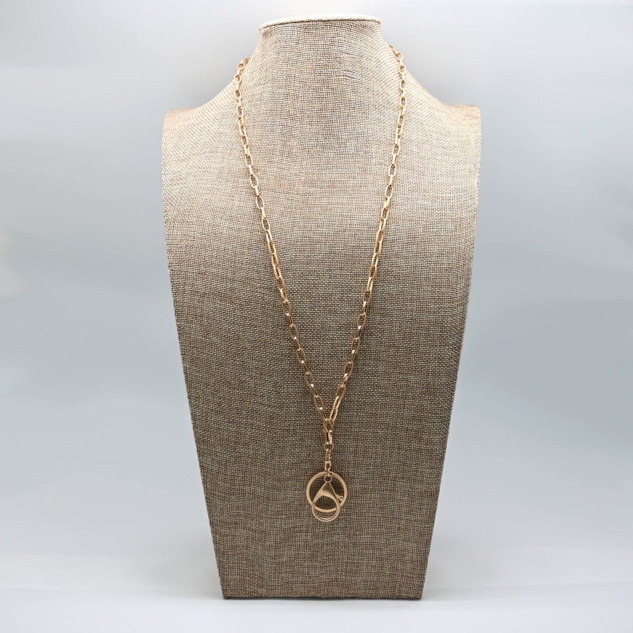 Large Chain Link Lanyard Worn Gold
