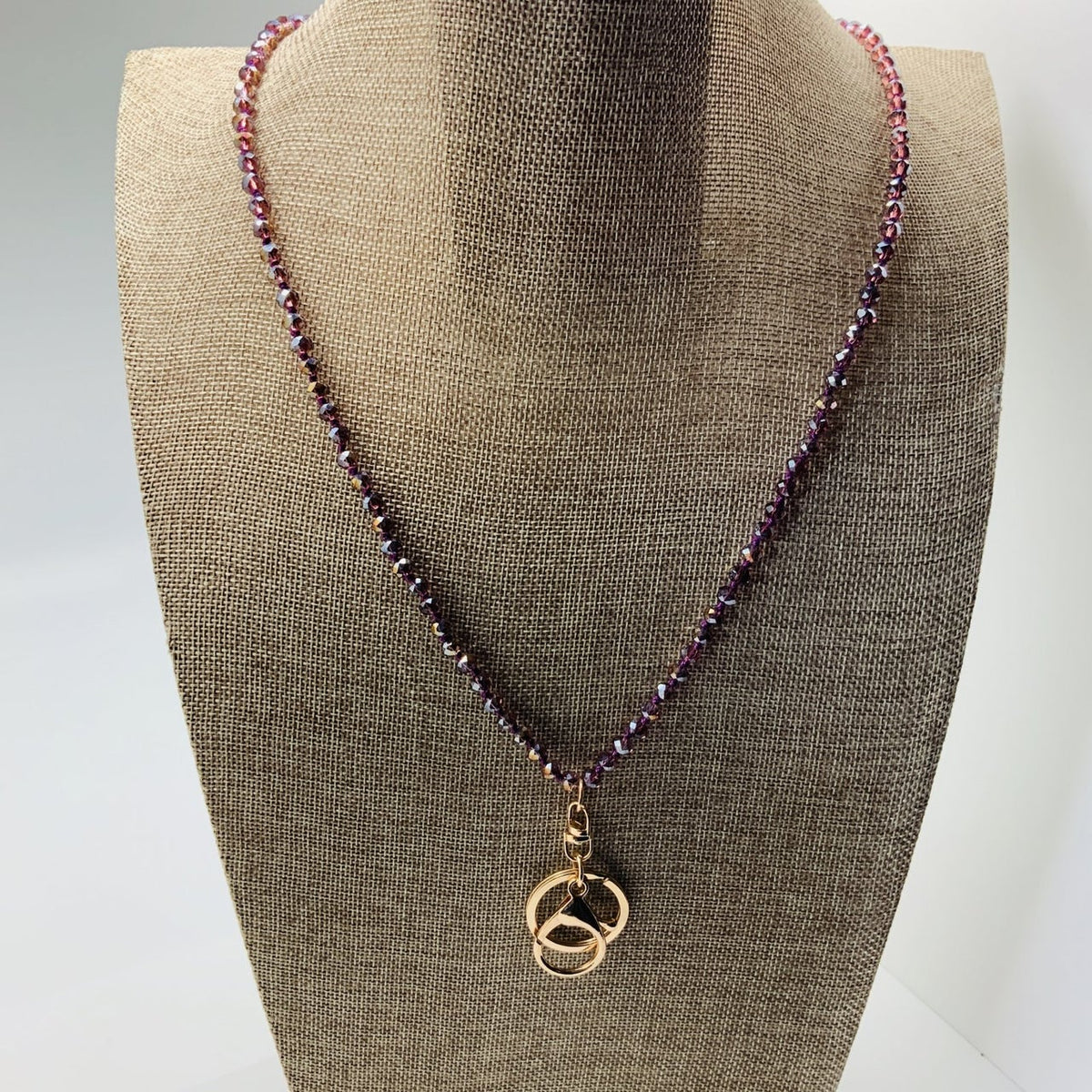 Purple Crystal Bead Lanyard